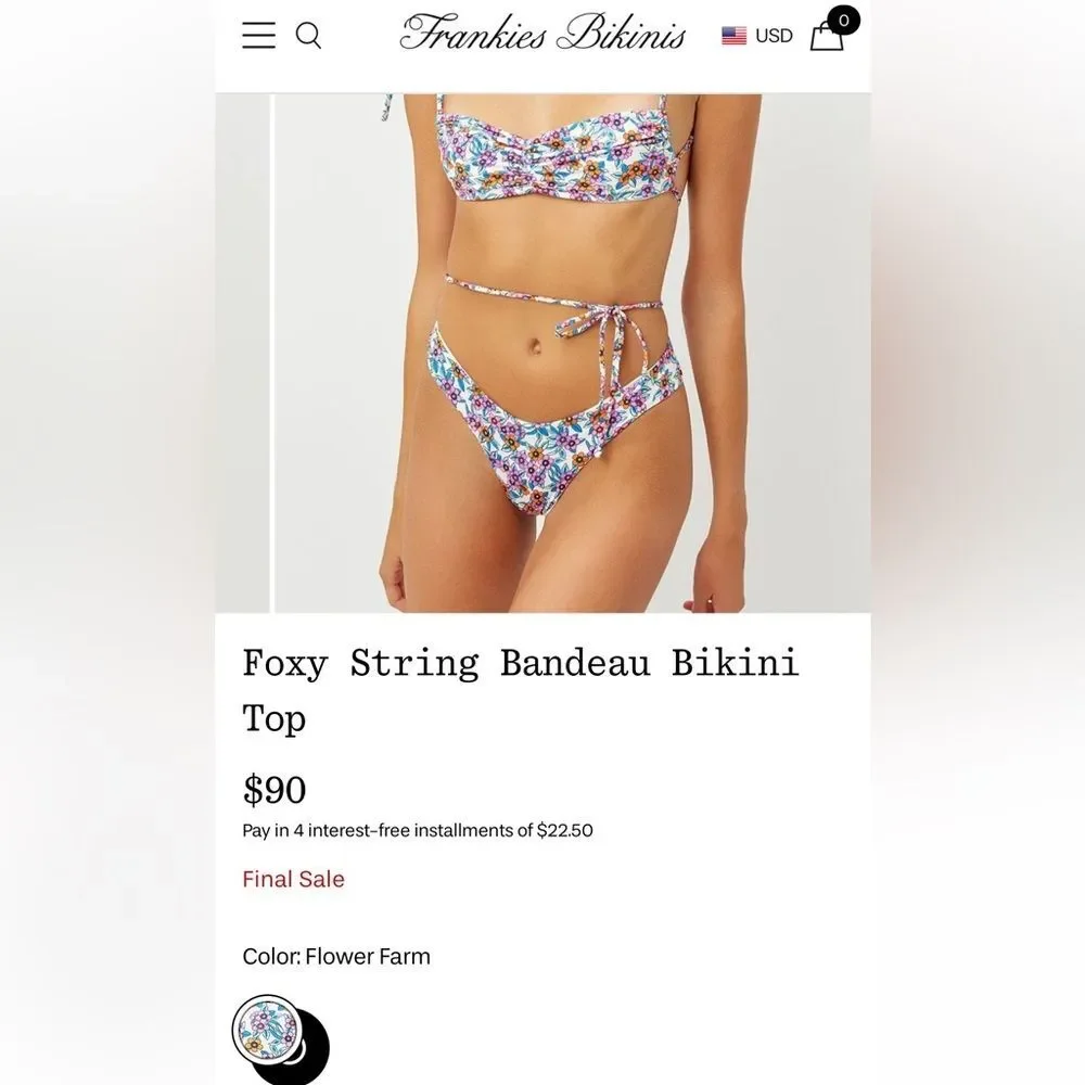 Frankie’s Bikini Foxy String Bandeau Bikini Top